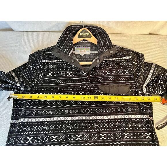 Jachs Cabin Sweaters Jachs Cabin Black White Fleece Pullover Sz Small - Picture 5 of 8